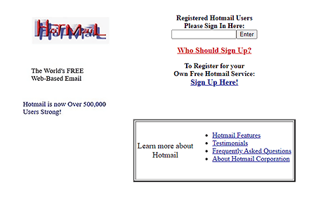 Hotmail in 1996
