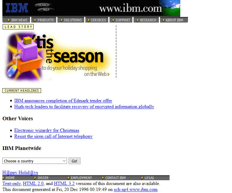 IBM website in 1996
