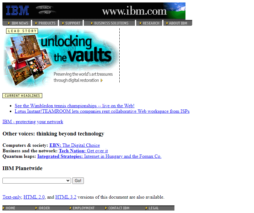 IBM website in 1997