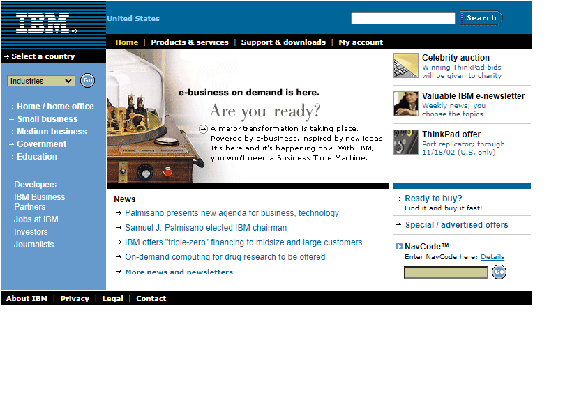 IBM website in 2002