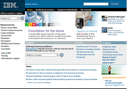 IBM website in 2003