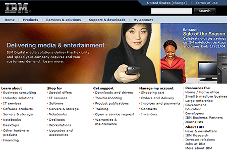IBM website in 2004