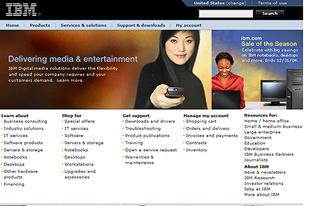 IBM website in 2004