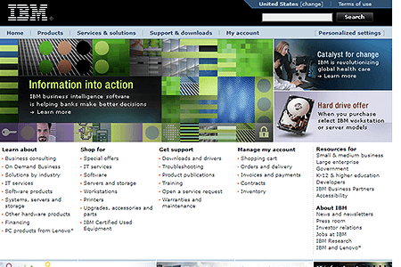 IBM website in 2005