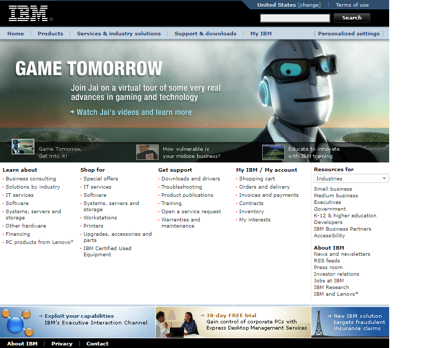 IBM website in 2006