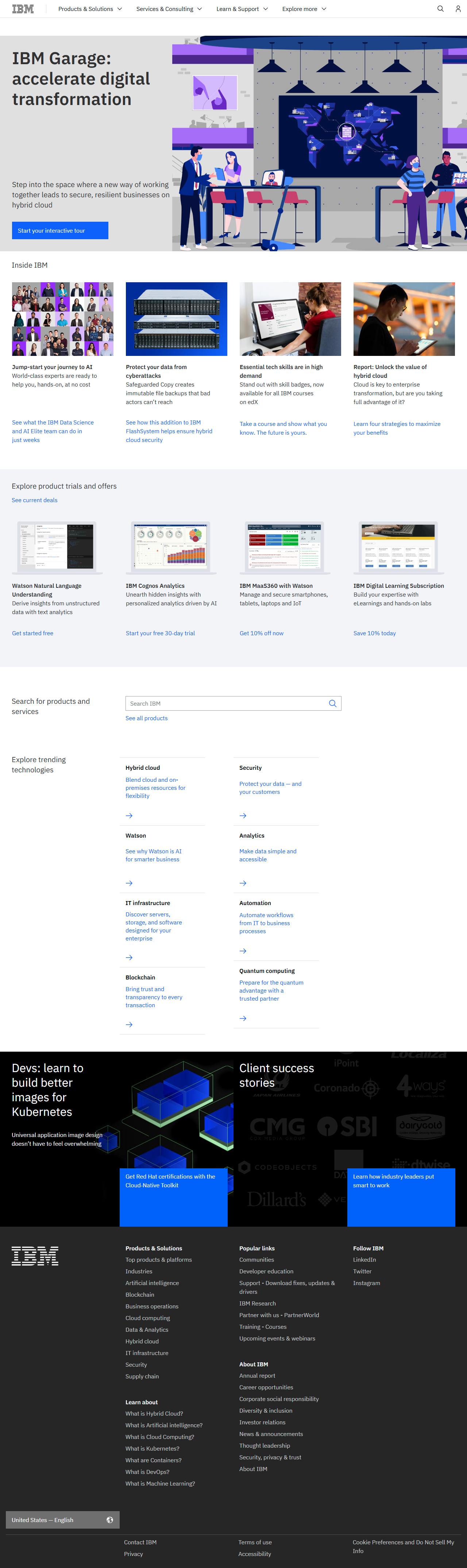 IBM website in 2021