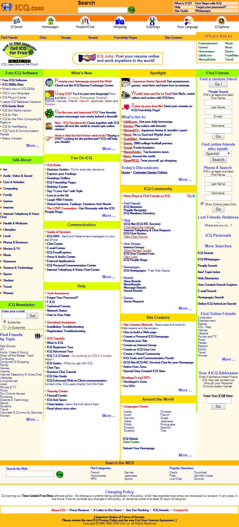 ICQ website in 2000