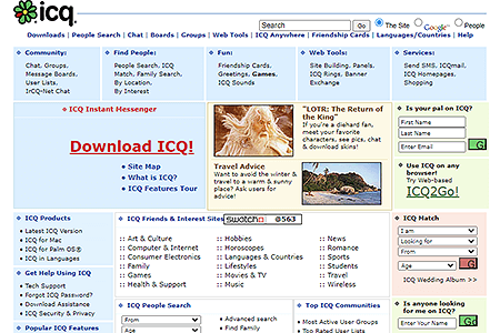ICQ website in 2003