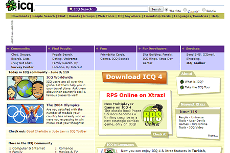 ICQ website in 2004