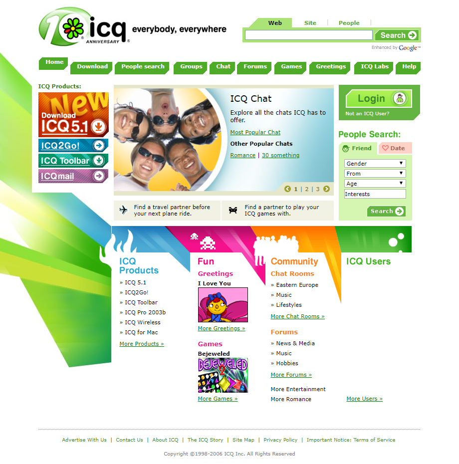 ICQ website in 2006