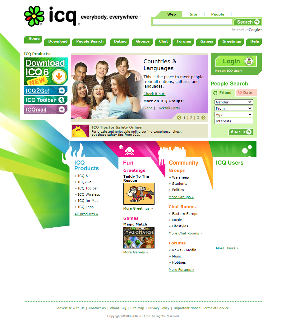ICQ website in 2007