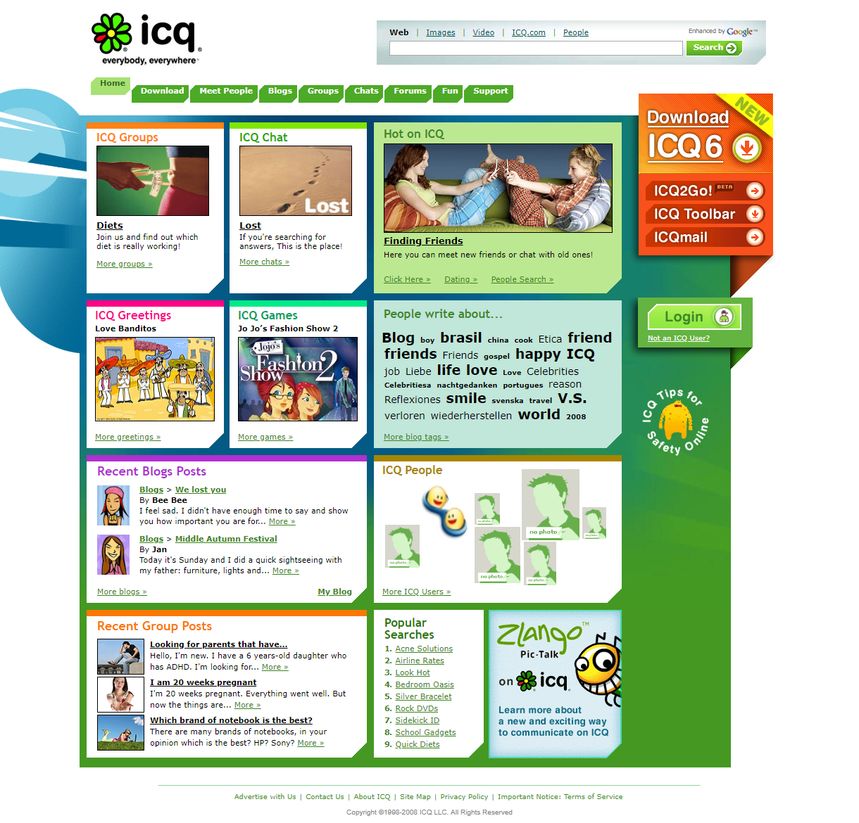 ICQ website in 2008