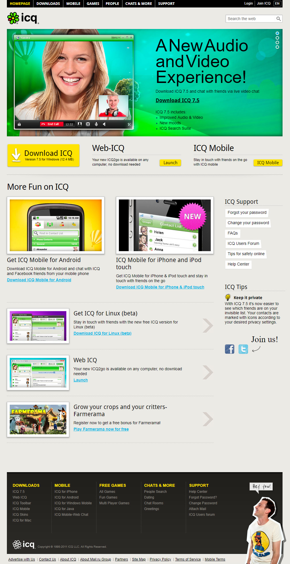 ICQ website in 2011