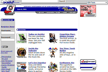 IGN website in 2001