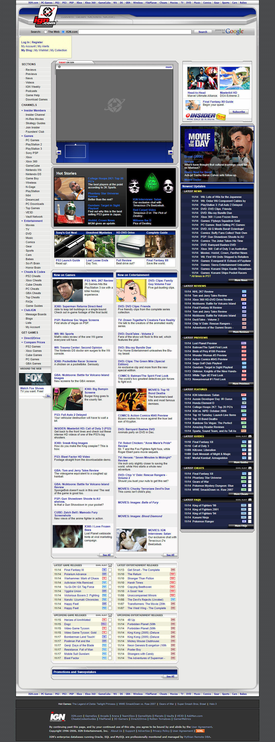 IGN website in 2006