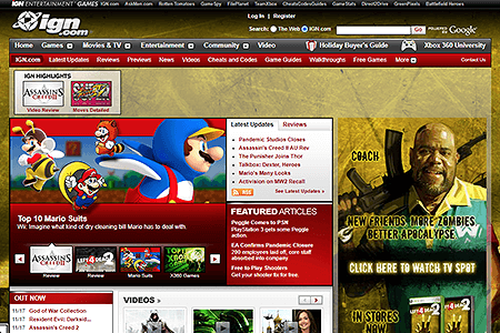 IGN website in 2009