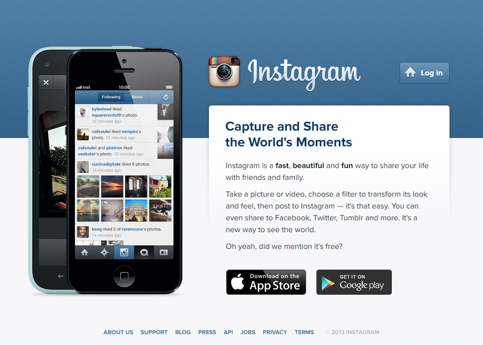 Instagram website in 2013