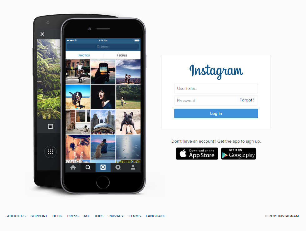 Instagram website in 2015