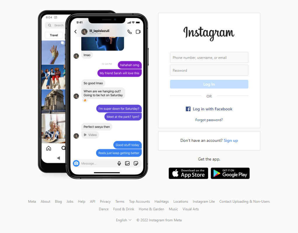 Instagram website in 2022