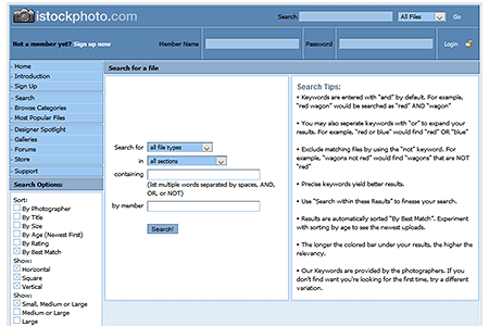iStockPhoto website in 2004