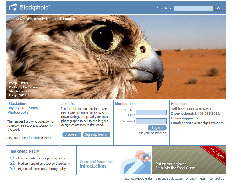 iStockPhoto website in 2005