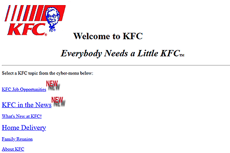 KFC website in 1996