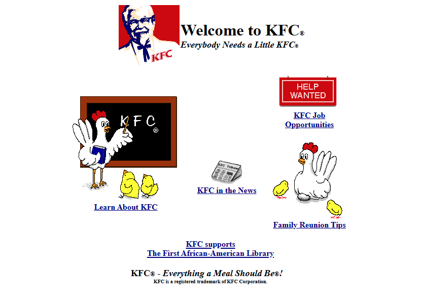 KFC website in 1997
