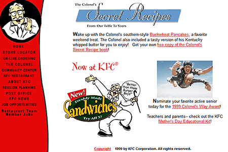 KFC website in 1999