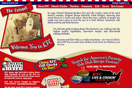 KFC website in 2004