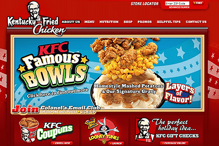 KFC website in 2006