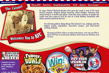 KFC website in 2006