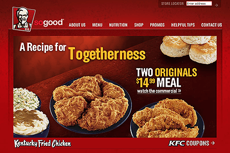KFC website in 2008