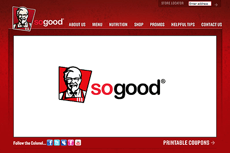KFC website in 2010
