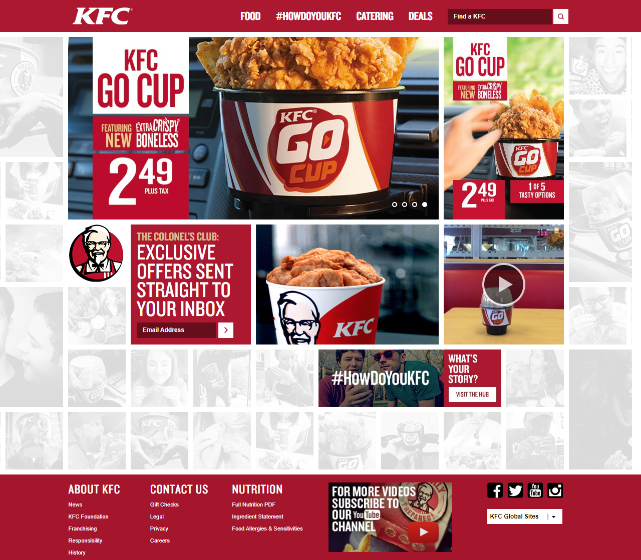 KFC website in 2013