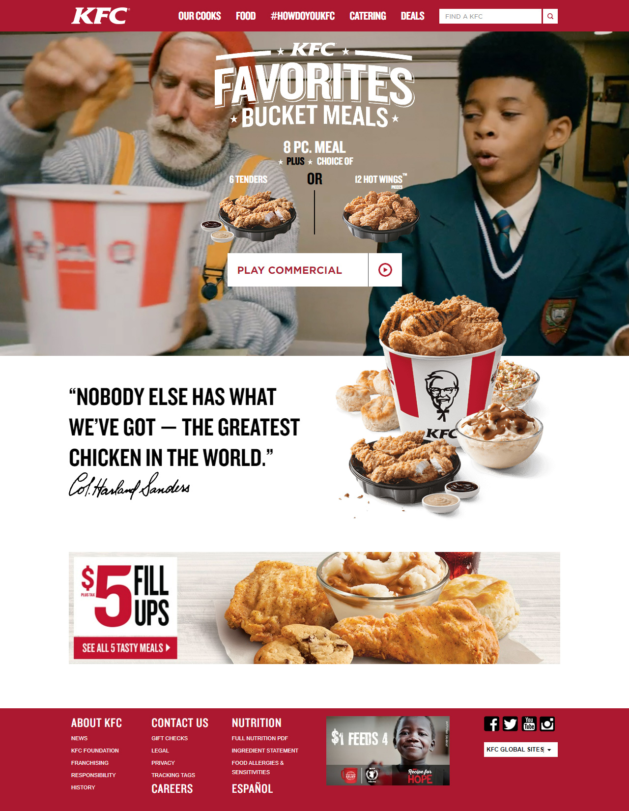 KFC website in 2014