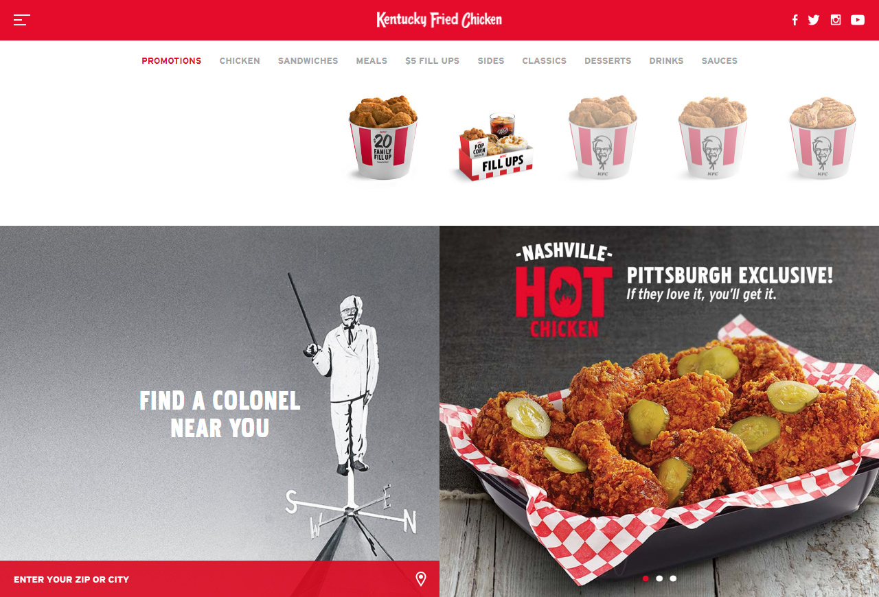 KFC website in 2015