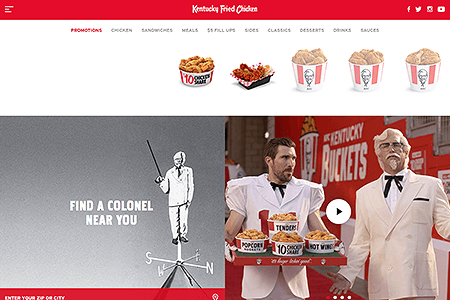 KFC website in 2016