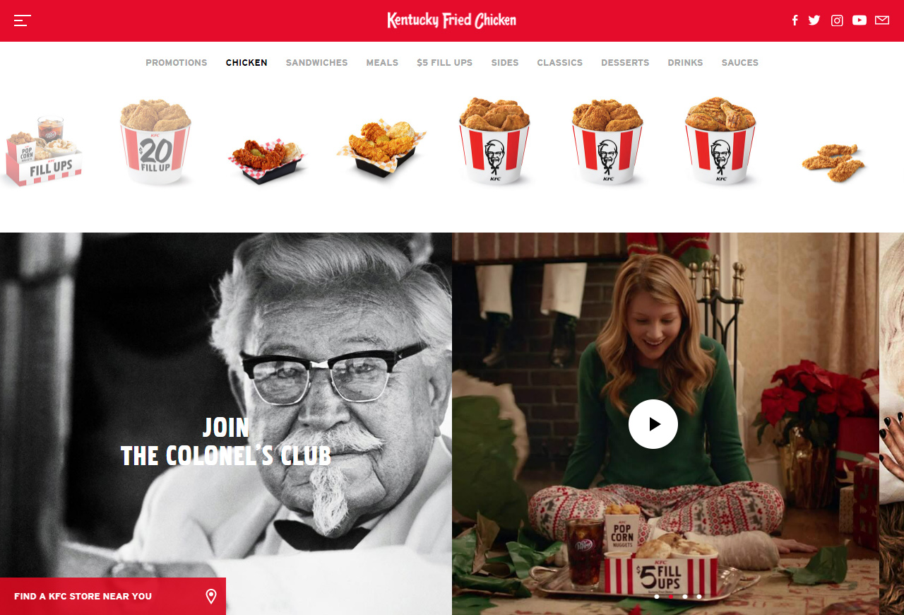 KFC website in 2017