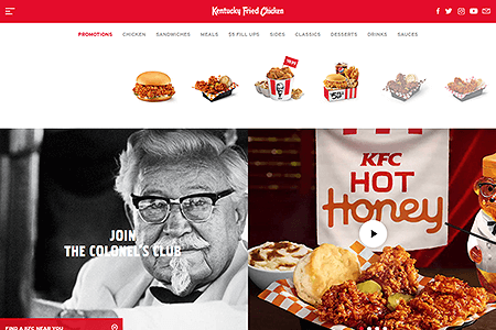 KFC website in 2018