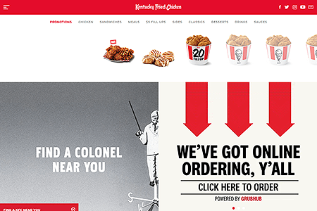KFC website in 2019