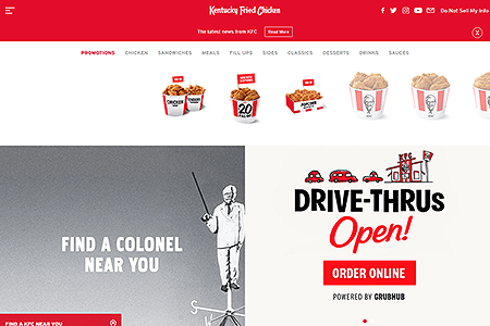 KFC website in 2020