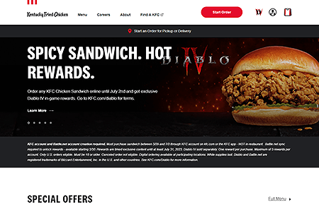 KFC website in 2023