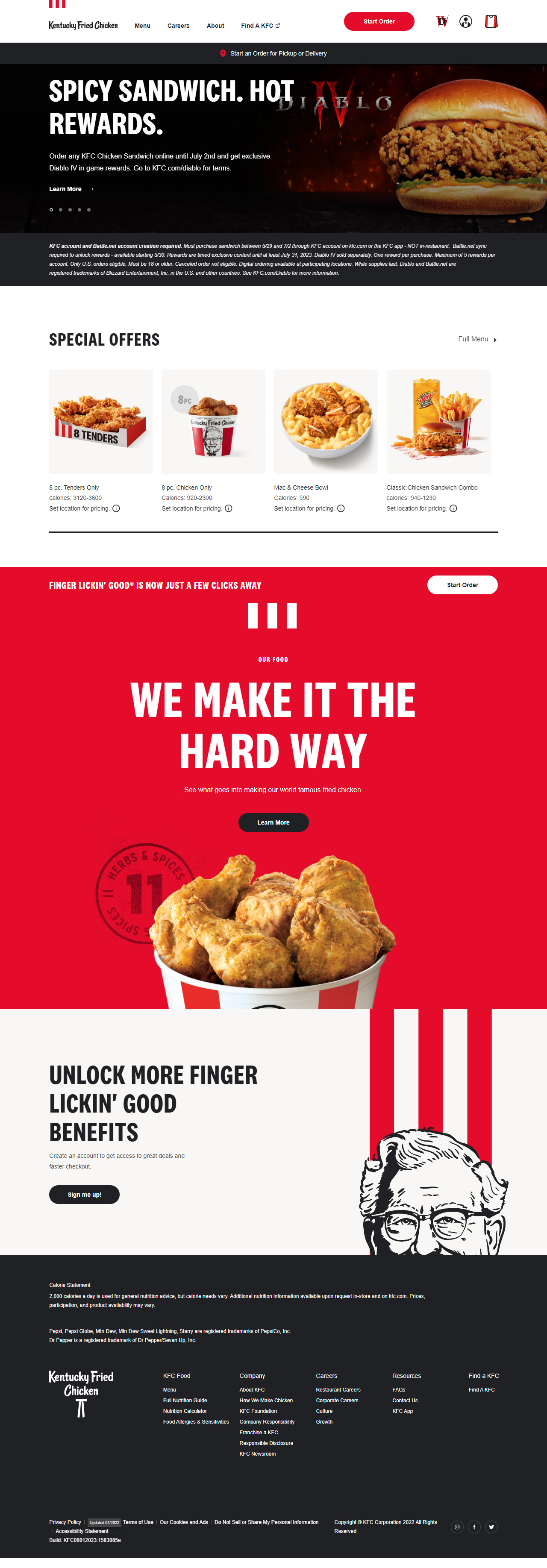 KFC website in 2023