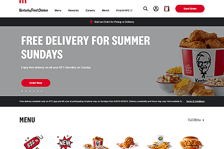KFC website in 2024