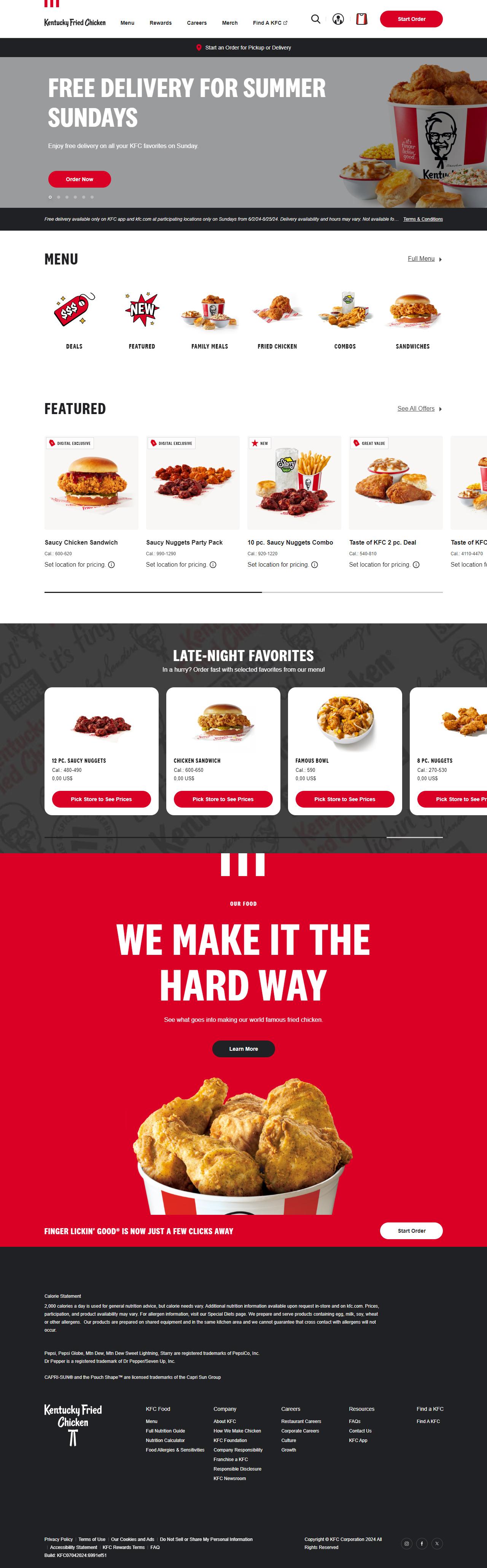 KFC website in 2024