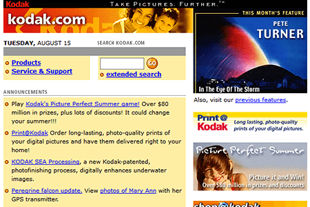 Kodak website in 2000