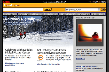 Kodak website in 2002
