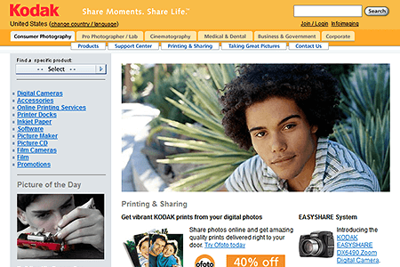 Kodak website in 2003