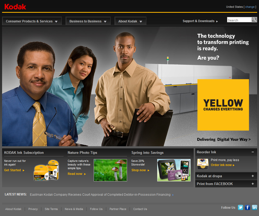 Kodak website in 2012
