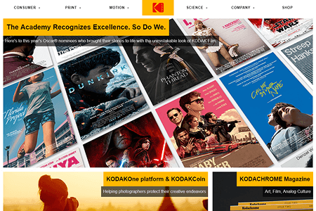 Kodak website in 2018